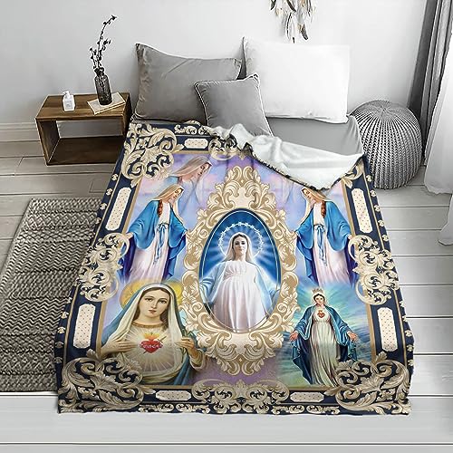 Ultra Soft Virgin Mary Blanket Microfiber Our Lady of Guadalupe Throw Blanket Warm Cozy Flannel Prayer Christian Blankets for Women Religious Catholic Gifts for Women Man 40'' x 50'' (Virgen Maria 01)
