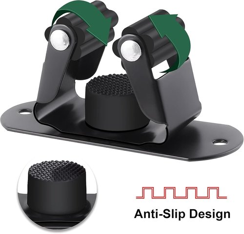 HYRIXDIRECT Heavy Duty Mop and Broom Holder - Wall Mounted Stainless Steel Organizer | Black