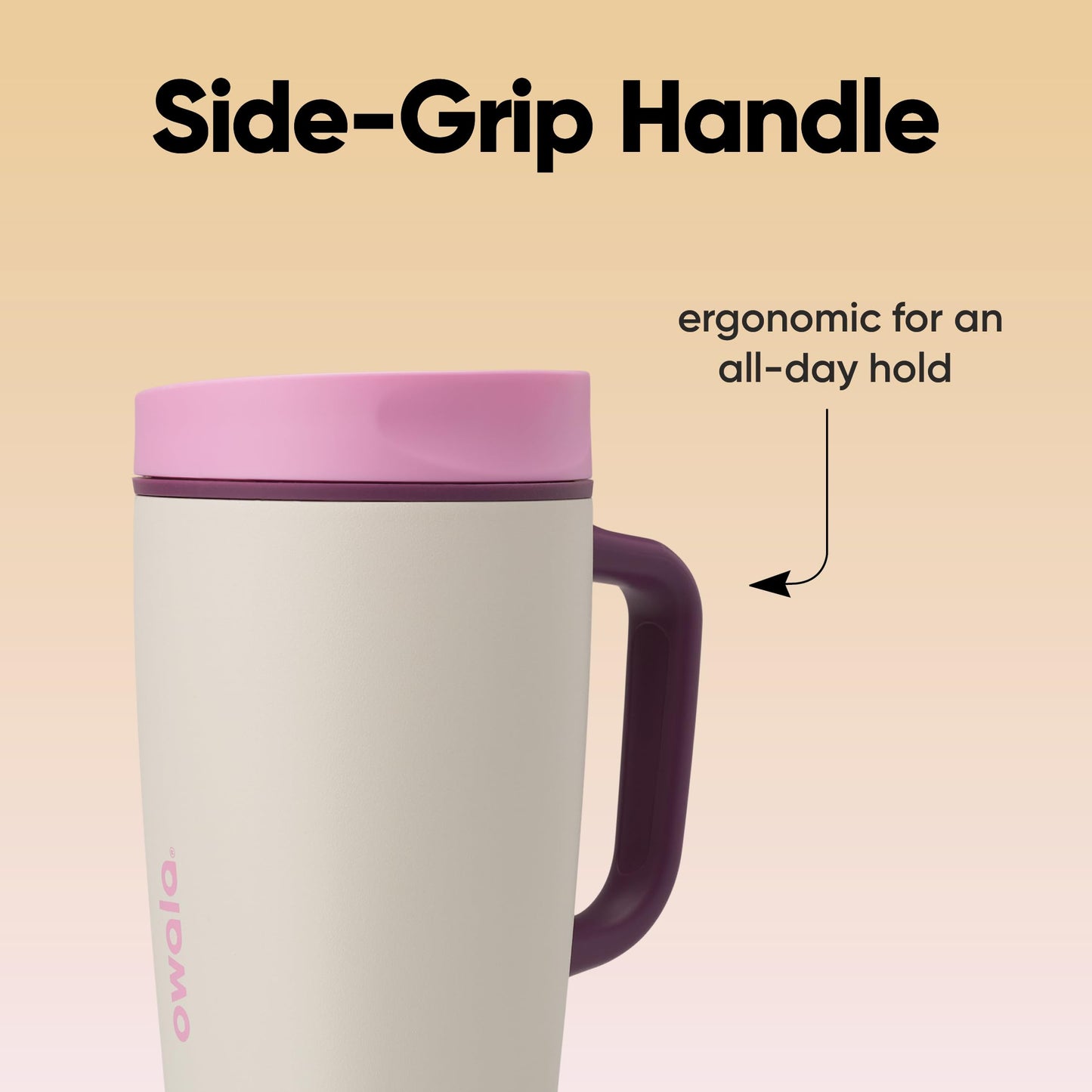 Owala SmoothSip Slider Stainless Steel Insulated Travel Mug with Handle, 100% Leak Proof, For Hot and Cold Drinks, Travel Friendly with Sliding Lock Lid, 12oz, BPA Free, Leak Proof, Daybreak