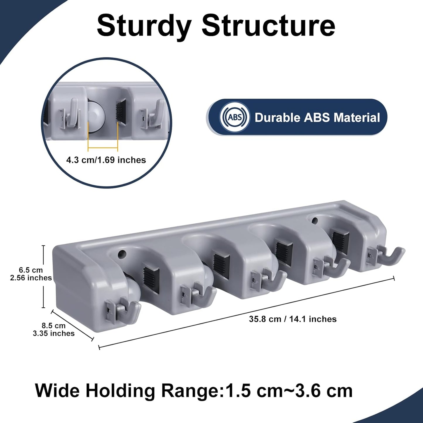 Skiennix Mop And Broom Holder - Wall-Mounted Organizer For Closet, Laundry Room & Garage Storage