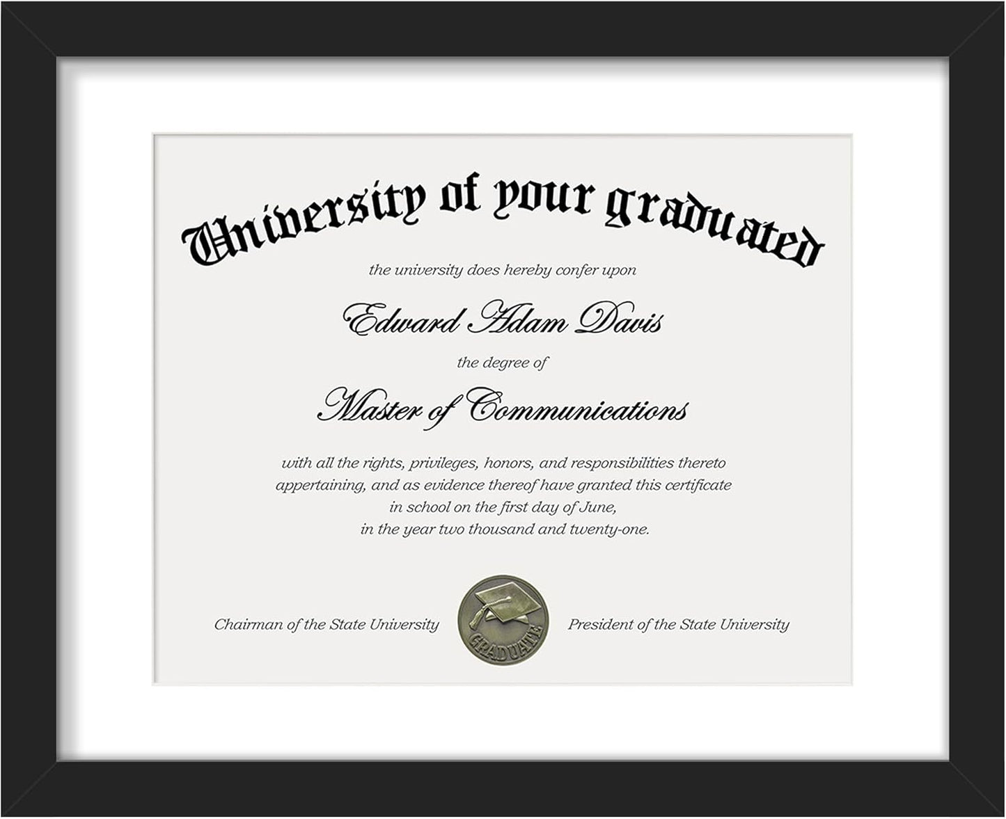 Upsimples 11x14 Diploma Frame - Clear Plexiglass for 8.5x11 Certificates or 11x14 Photos | Black Finish