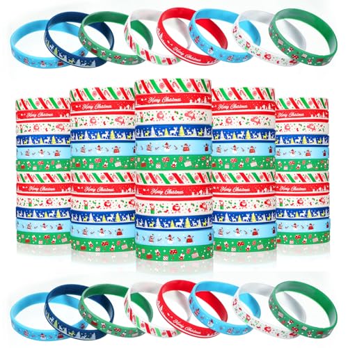 Snowman Christmas Silicone Bracelets 60 Pcs Party Favors & Prizes