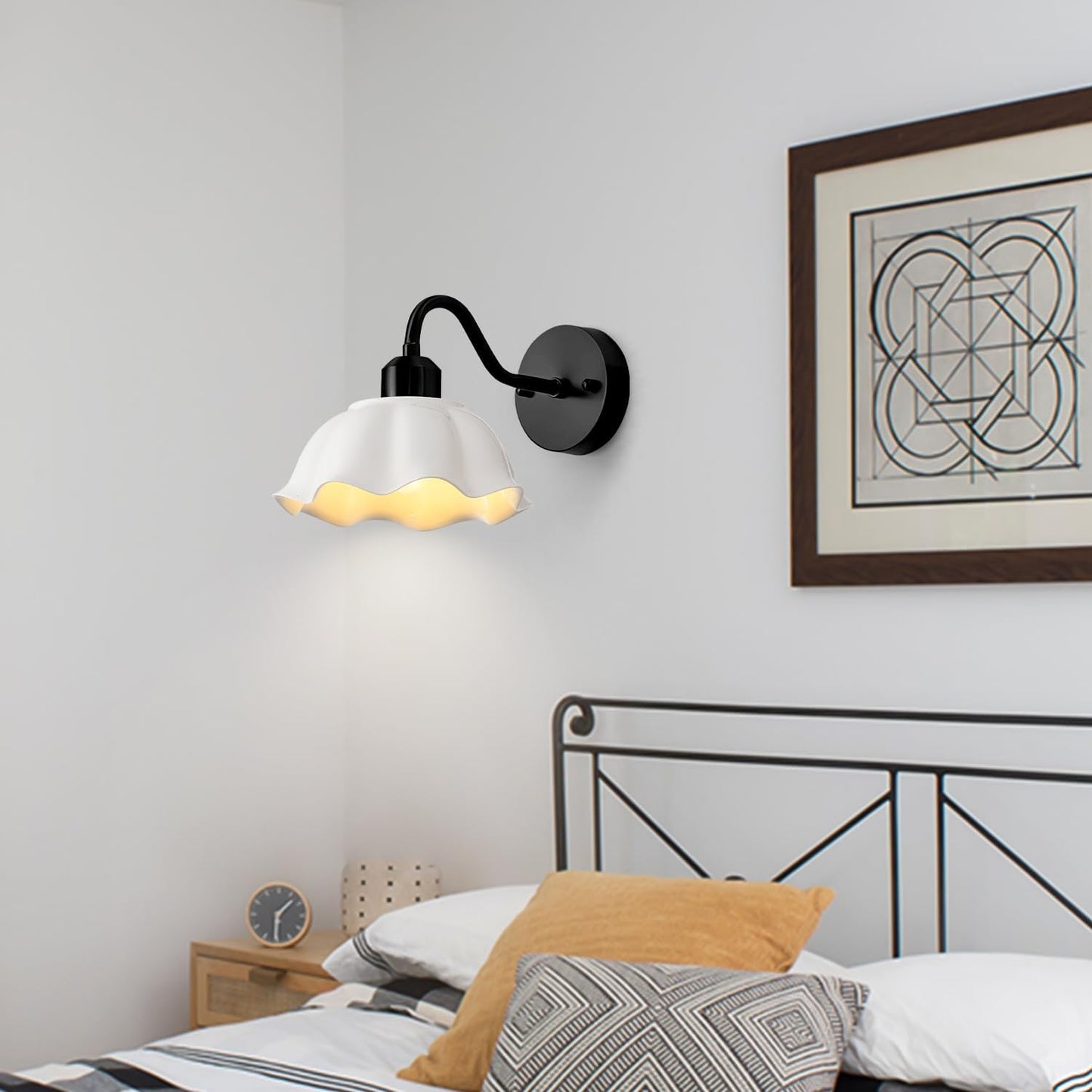Gold Wall Sconce 1-Light Modern Wall Lighting Fixture Farmhouse Vanity Sconces Lights with Milk White Glass Shade Indoor Wall Sconce Lamp Wall Mount Light Fixture for Bedroom MWL02-1A