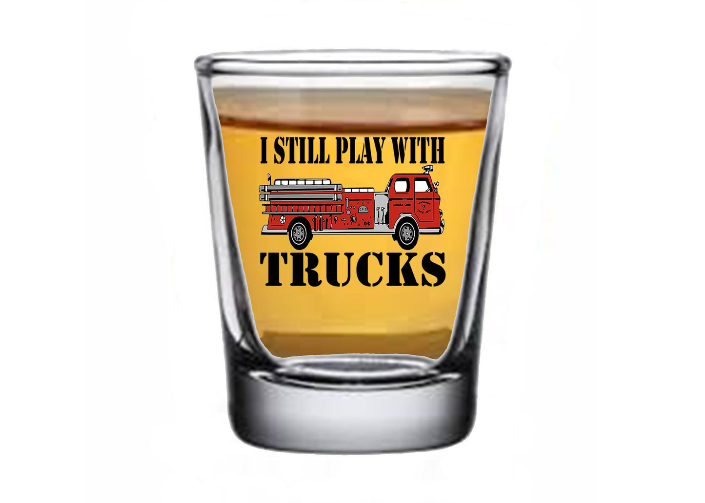 Rogue River Tactical Funny Firefighter Shot Glass Gift for Firefighters - Play With Fire Trucks