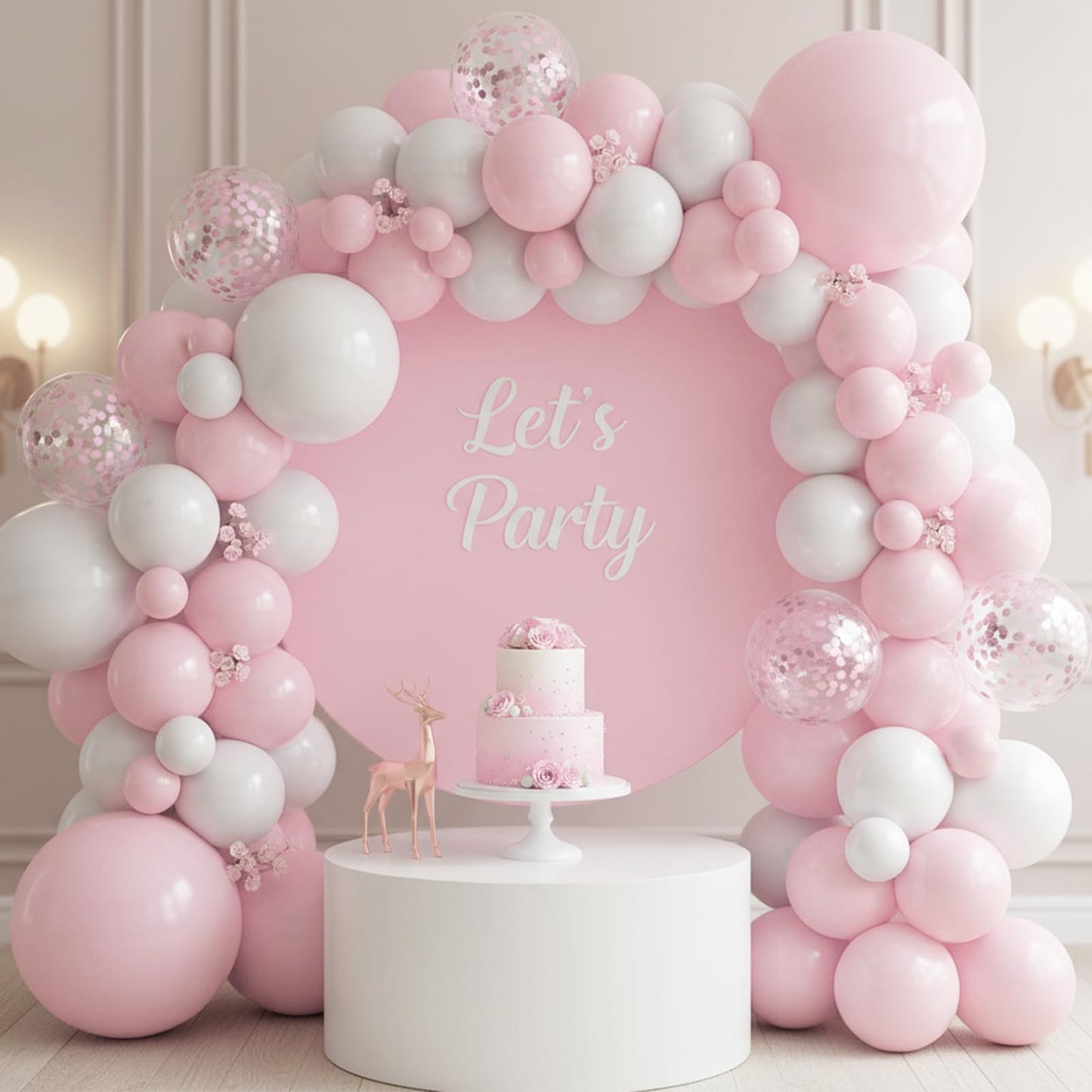 RUBFAC Pale Pink Balloons 129pcs Different Sizes Pack of 18 12 10 5 Inch, Latex Light Baby Pastel Pink Balloon Garland Arch Kit for Baby Shower Engagement Bachelorette Wedding Birthday Party