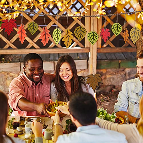 Jetec 24 Pcs Thanksgiving Maple Ornaments for Tree Fall Thanksgiving Wooden Maple Leaf Ornaments Wood Hanging Autumn Tree Cutouts Decorations for Craft Fall Harvest Party Festivals Supplies(Classic)