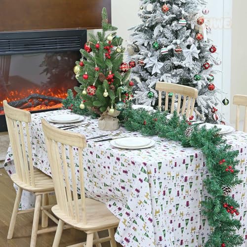 VHUWE 9 Ft Artificial Christmas Garland with Pine Cones & Red Berries - P+B