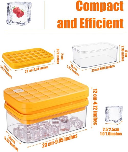 Brigii Ice Cube Tray - Stackable Silicone Mold with Lid & 56 Easy-Release Cubes for Drinks