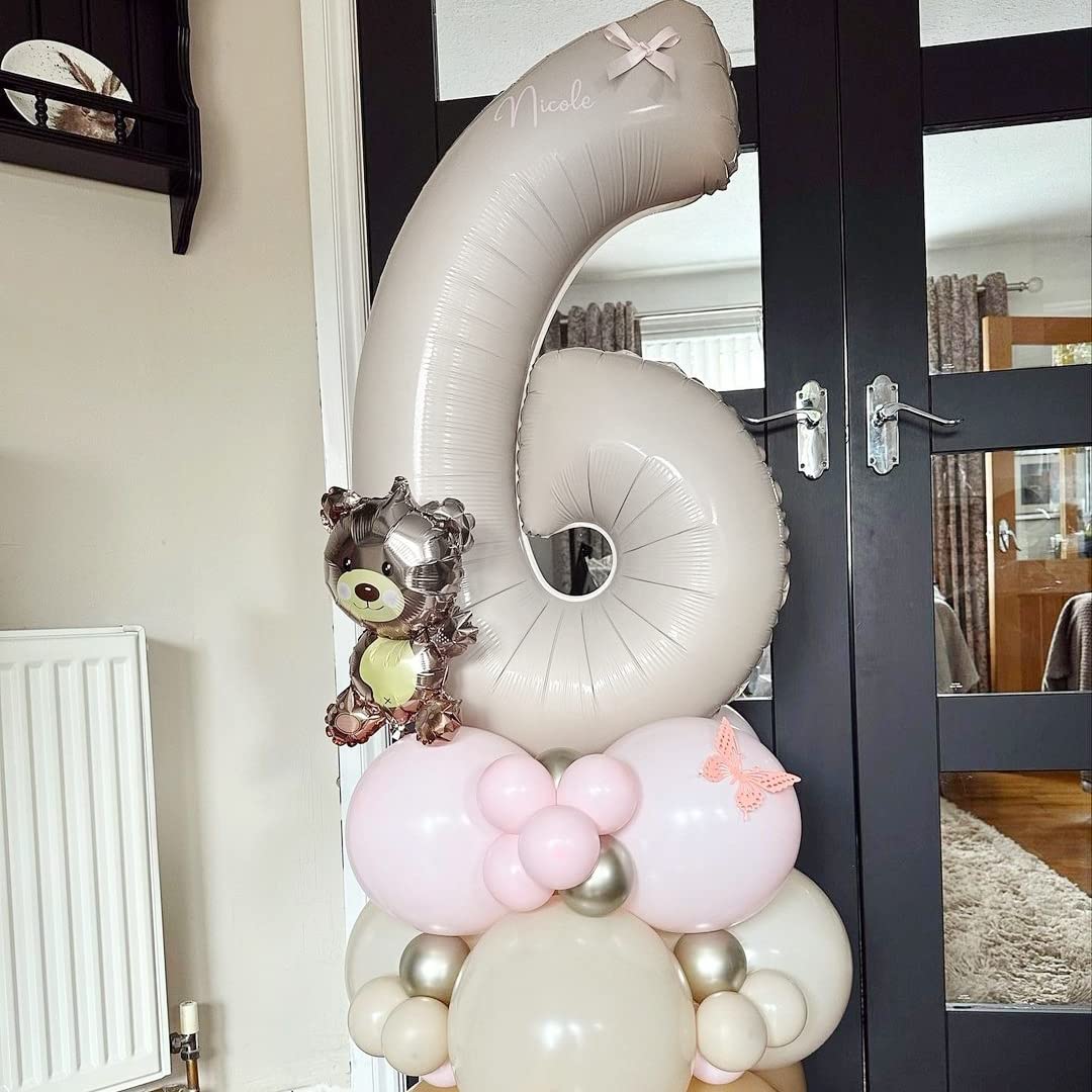 60th Birthday Balloons Cream for Women, 40 Inch Giant Beige Foil 60 Balloon Numbers Self Inflating, Ivory White Sand Digit 6 & 0 Helium Balloons for Men 60th Anniversary Party Decorations Supplies