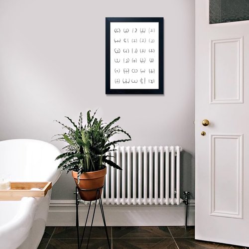 Framed Funny Bathroom Wall Art | Cute Black and White Canvas Print for Stylish Decor