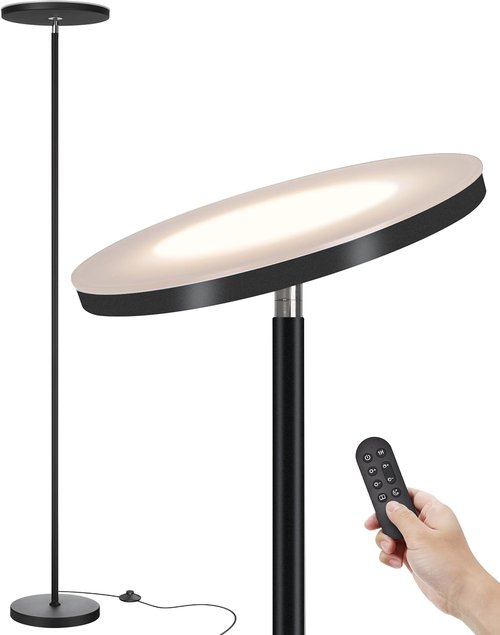 JOOFO LED Floor Lamp - Super Bright Dimmable Torchiere with Remote & Foot Switch | 69" Modern Design for Living Room, Bedroom, Office