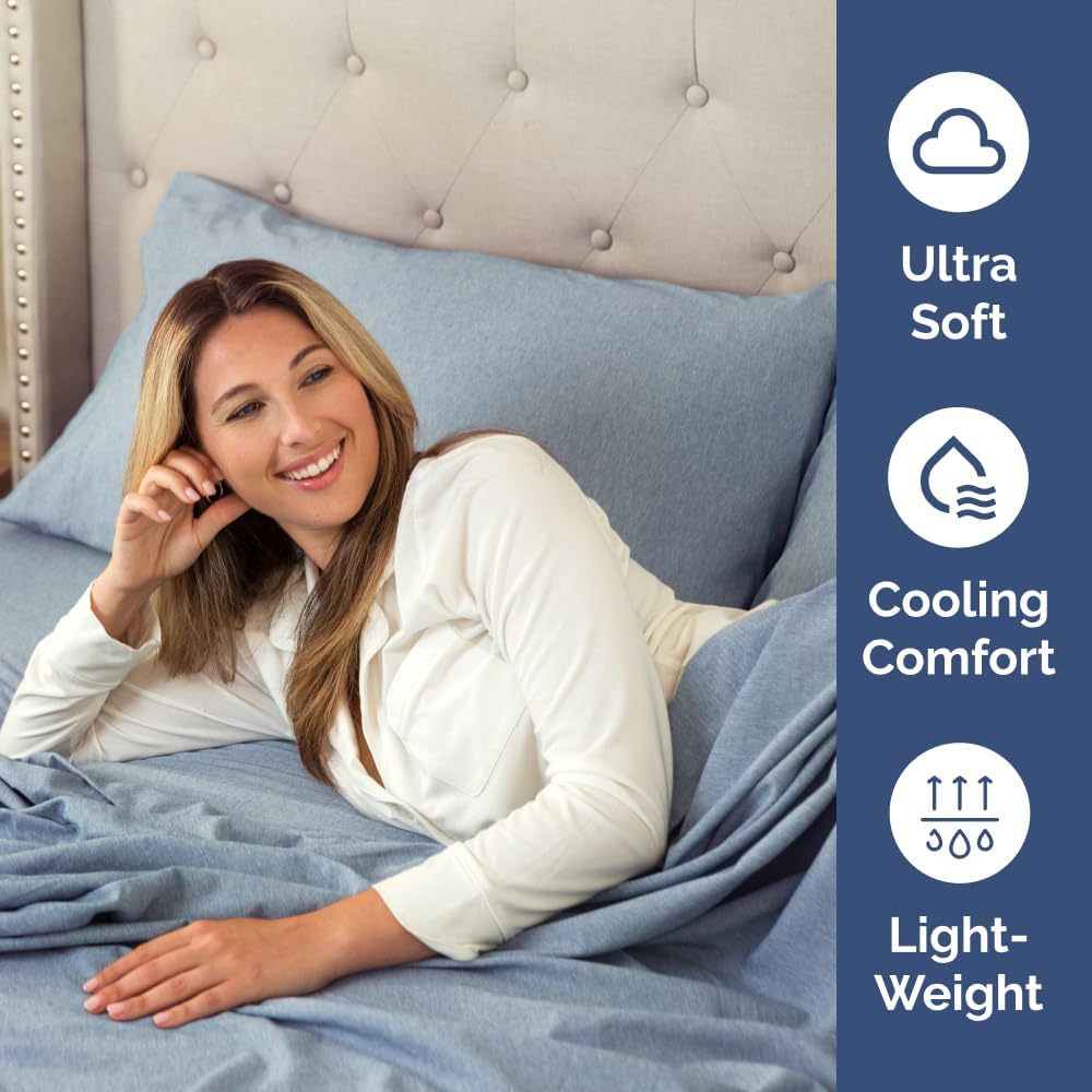 King Pillow Cases by [Brand Name] - Ultra Soft Hotel Quality Covers | Cozy, Wrinkle-Free & Fade Resistant - 4 Piece Set in Heathered Blue