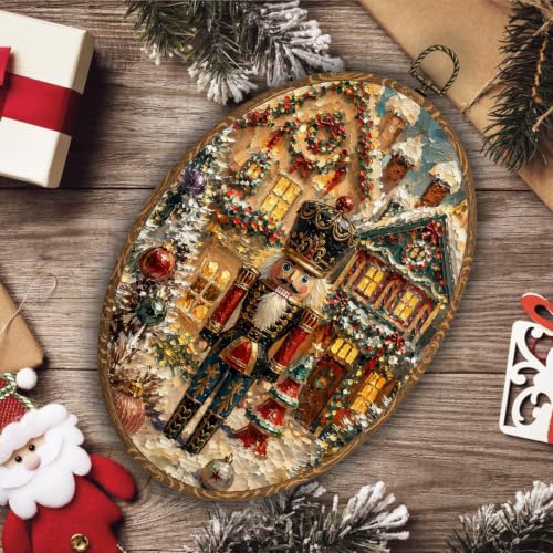 Saikociju Christmas Nutcracker Wall Art Decor 8.5x11.5 Inch - Holiday Wall Hanging, Round Wall Art, Christmas Home Decor - Variation: Christmas Nutcracker 03