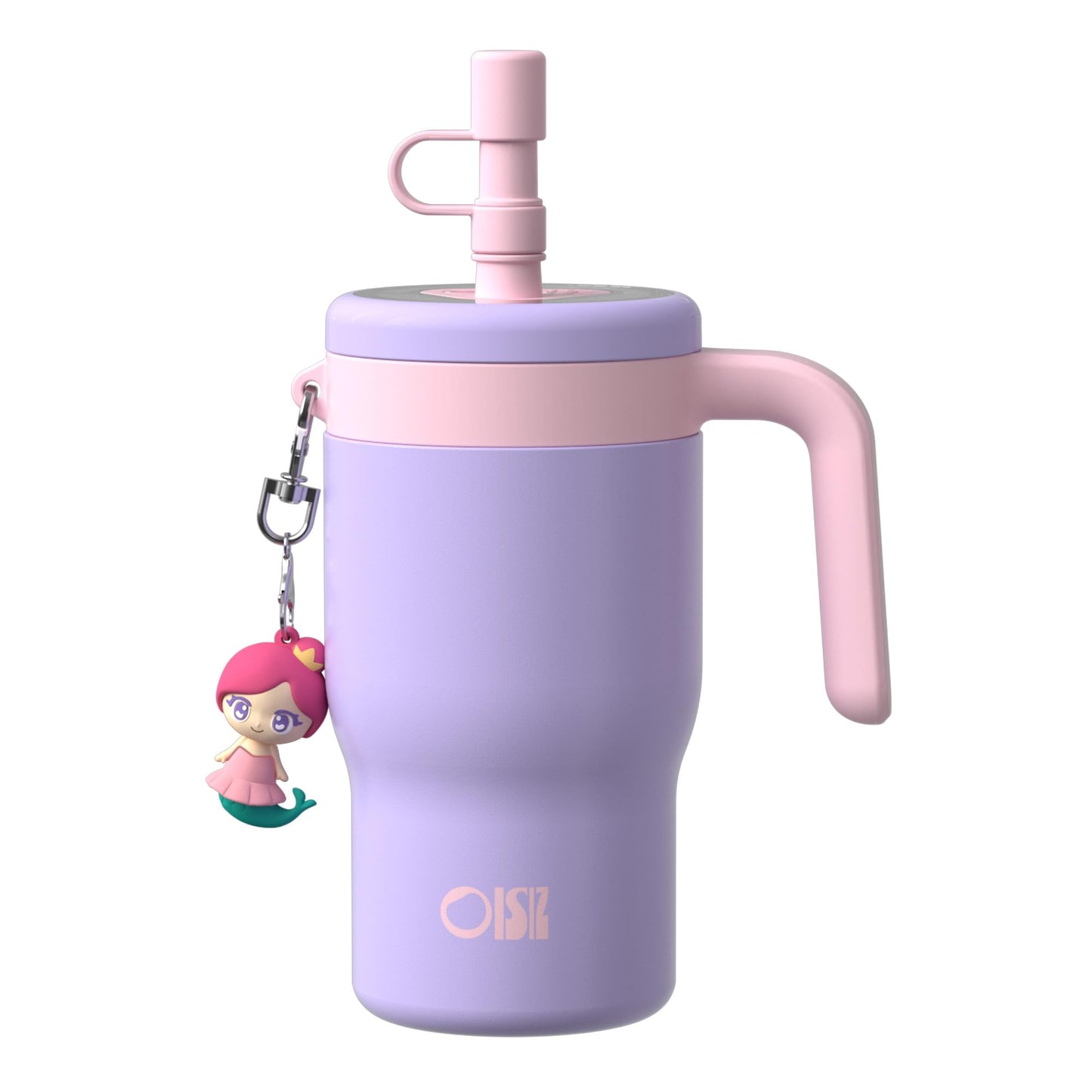OISIZ 14oz Kids Tumbler with Straw Lid & Handle,Kids Cup with Animal Accessory for School,Kids Water Bottles with Dust-proof Cover,Leakproof Water Bottles,316 Stainless Steel,Keep Cold 24 Hours-purple