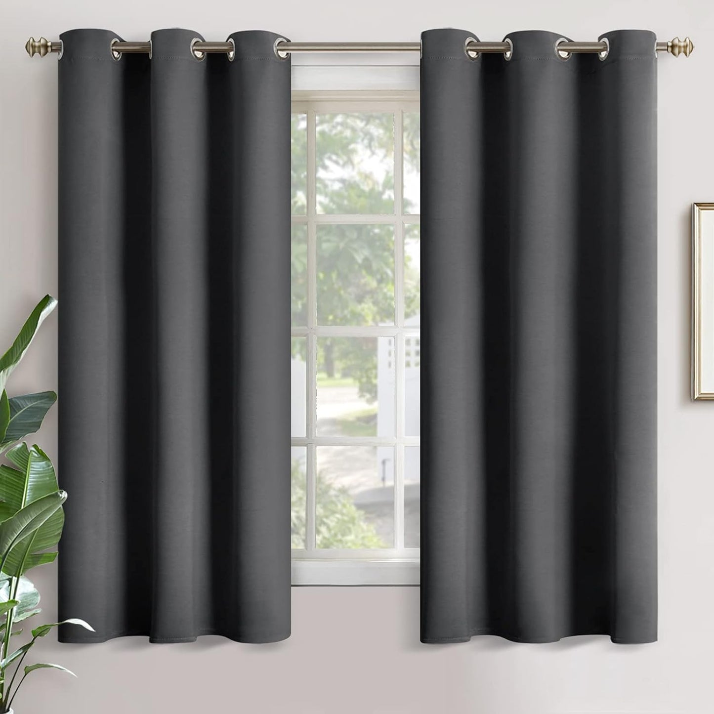 YoungsTex Blackout Curtains - Room Darkening Thermal Insulated Drapes, 2 Panels, 42 x 63 Inch, Dark Grey