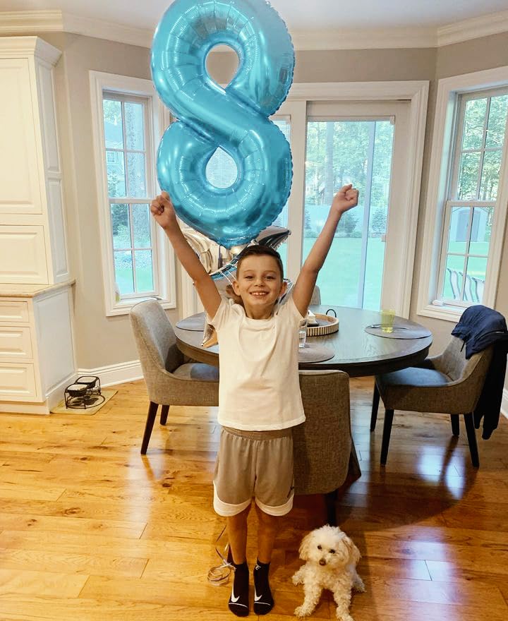Pearlescent Blue Number 24 Balloon 40 inch, 24 Number Balloons, 24th Birthday Decorations, 24 Year Old Women Men Pearlescent Blue Party Supplies
