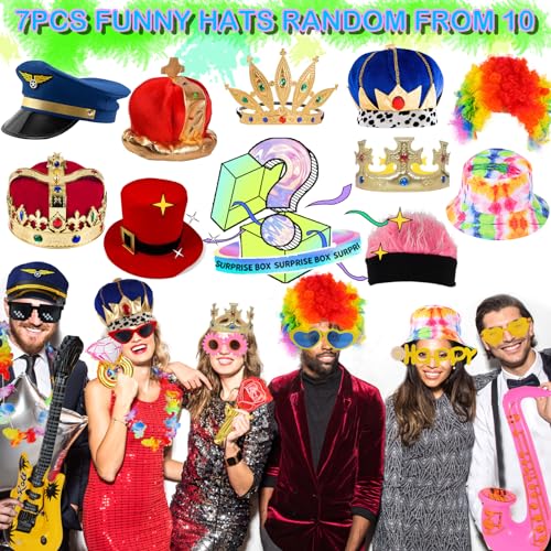 NICOWARM Bulk Photo Booth Props Set for Parties - Funny Hats, Glasses & Inflatable Accessories