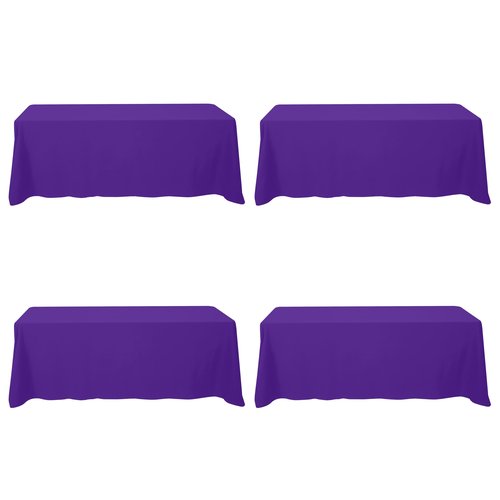 BRILLMAX 4 Pack Purple Tablecloths 90 x 156 Inch for 8ft Rectangle Tables - 150 GSM Polyester Fabric, Floor Length Drop, Water, Stain & Wrinkle Resistant Cloth Cover for Wedding Reception Banquet