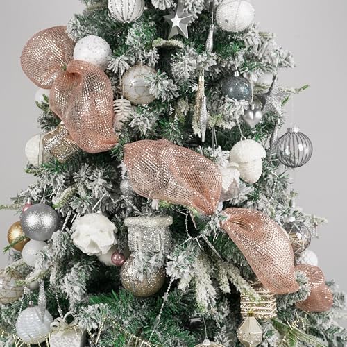Deluxe Rose Gold Foil Deco Mesh 10in Roll – 30ft, for Wreaths, Garlands, Christmas Decor