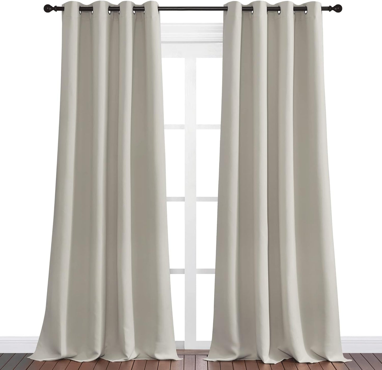 NICETOWN Natural Room Darkening Curtains - 120" Long | Total Privacy Drape Panels, Set of 2, 55" Wide for Boho Farmhouse Decor
