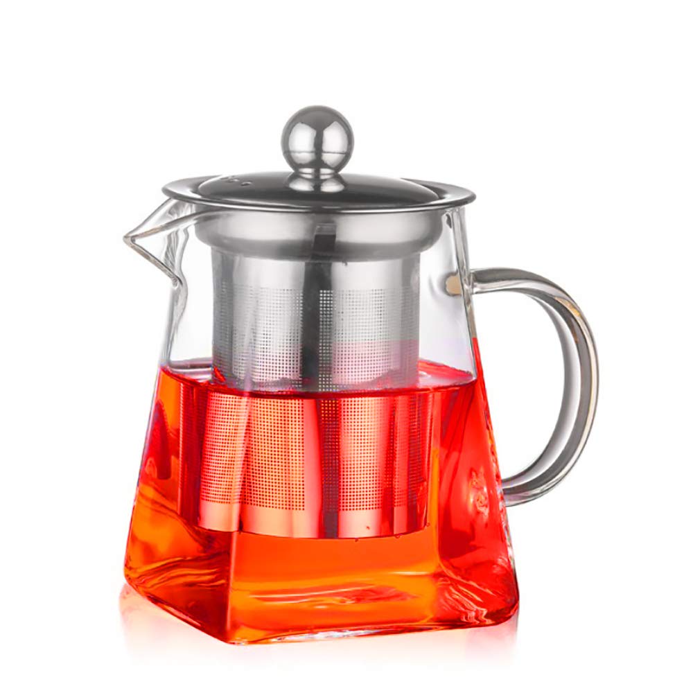 with Infuser Clear Glass Teapot,Tea Pot with Tea Strainers,Borosilicate Glass Teapot with Infusers for Loose TeaHeat Resistant Loose Leaf Teapot,Stovetop Dishwasher Safe (750ML/25OZ)