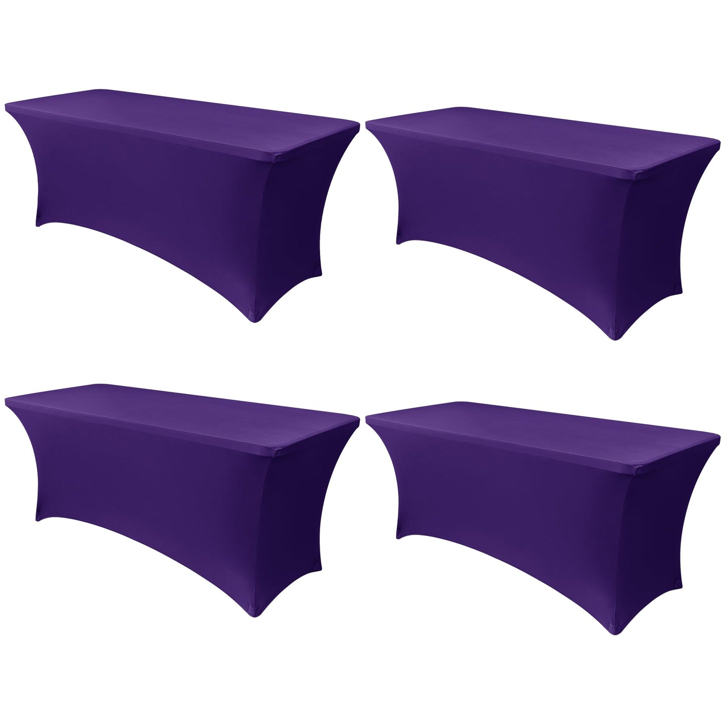 Obstal 6ft Stretch Spandex Table Cover - 4 Pack Universal Rectangular Fitted Tablecloth Protector for Wedding, Banquet and Party (Dark Purple, 72L x 30W x 30H Inches)
