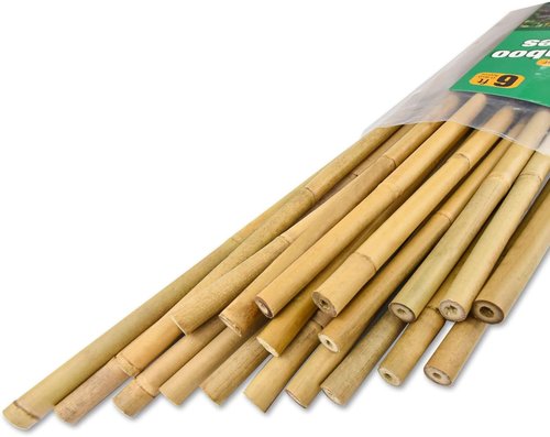 Jollybower 20 Pcs 6FT Heavy-Duty Bamboo Plant Stakes - Natural Support for Tomatoes, Beans & Flowers