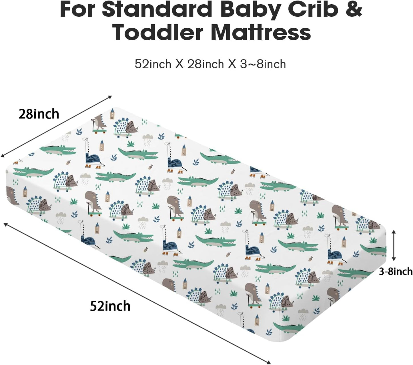 Little Grape Land Crib Sheets - 4 Pack of Super Soft Fitted Sheets for Boys & Girls | Truck & Alligator Designs