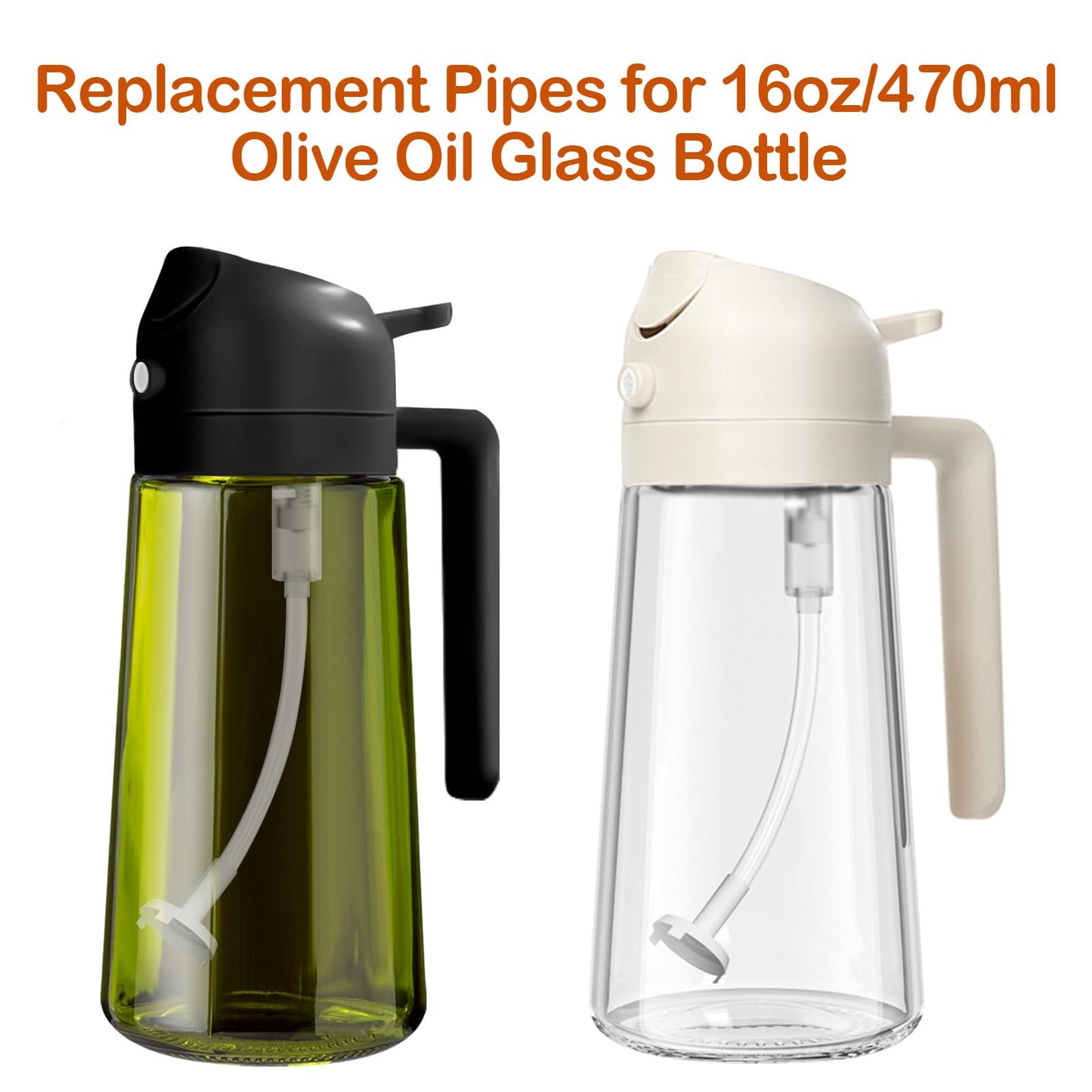 YARRAMATE 4Pcs Spray Straw Replacement for Kitchen Oil Sprayer Bottle, 4.72in/12cm Replacement Pipes for Cooking 16oz/470ml Olive Oil Glass Dispenser Bottle, Replace Oil Spray Tube Set