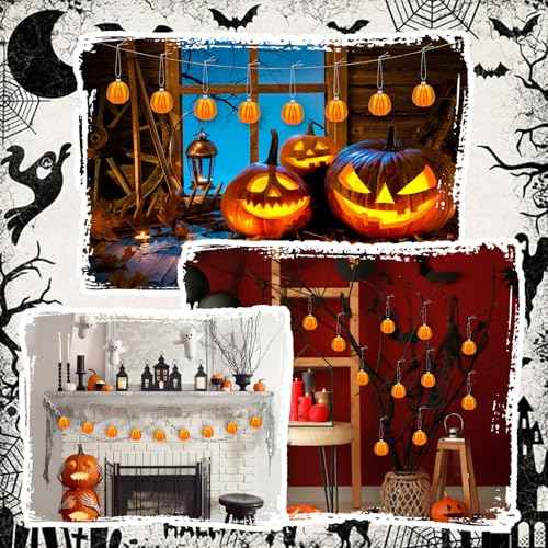 12 Pcs Halloween Pumpkin Ornaments Fall Mini Pumpkins Ball Hanging Tree Ornament for Thanksgiving Harvest Home Party Decorations