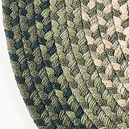 Super Area Rugs Braided Rug Pinecrest Indoor/Outdoor Braided Carpet for High Traffic Kitchen, Green Multi, 2' x 3' Oval