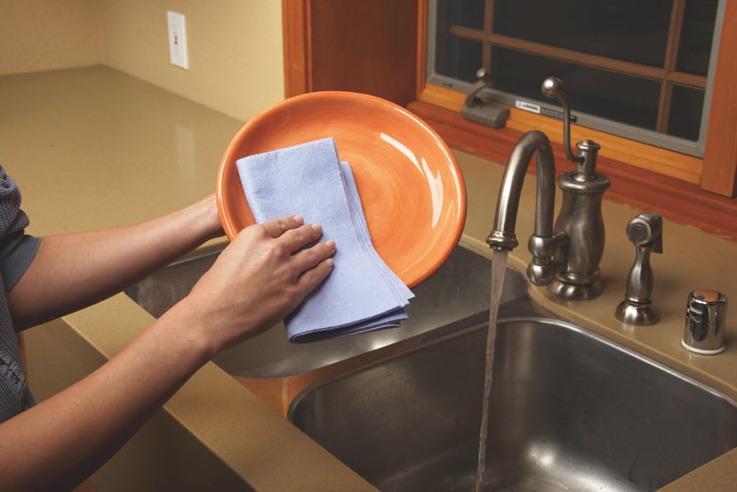 ShamWow Original Super Absorbent Multi-Purpose Cleaning Shammy Chamois Towel Cloth - Holds 10X its Weight in Liquid - Machine Washable - Will Not Scratch (2 Pack: 1 Large Orange & 1 Small Blue).