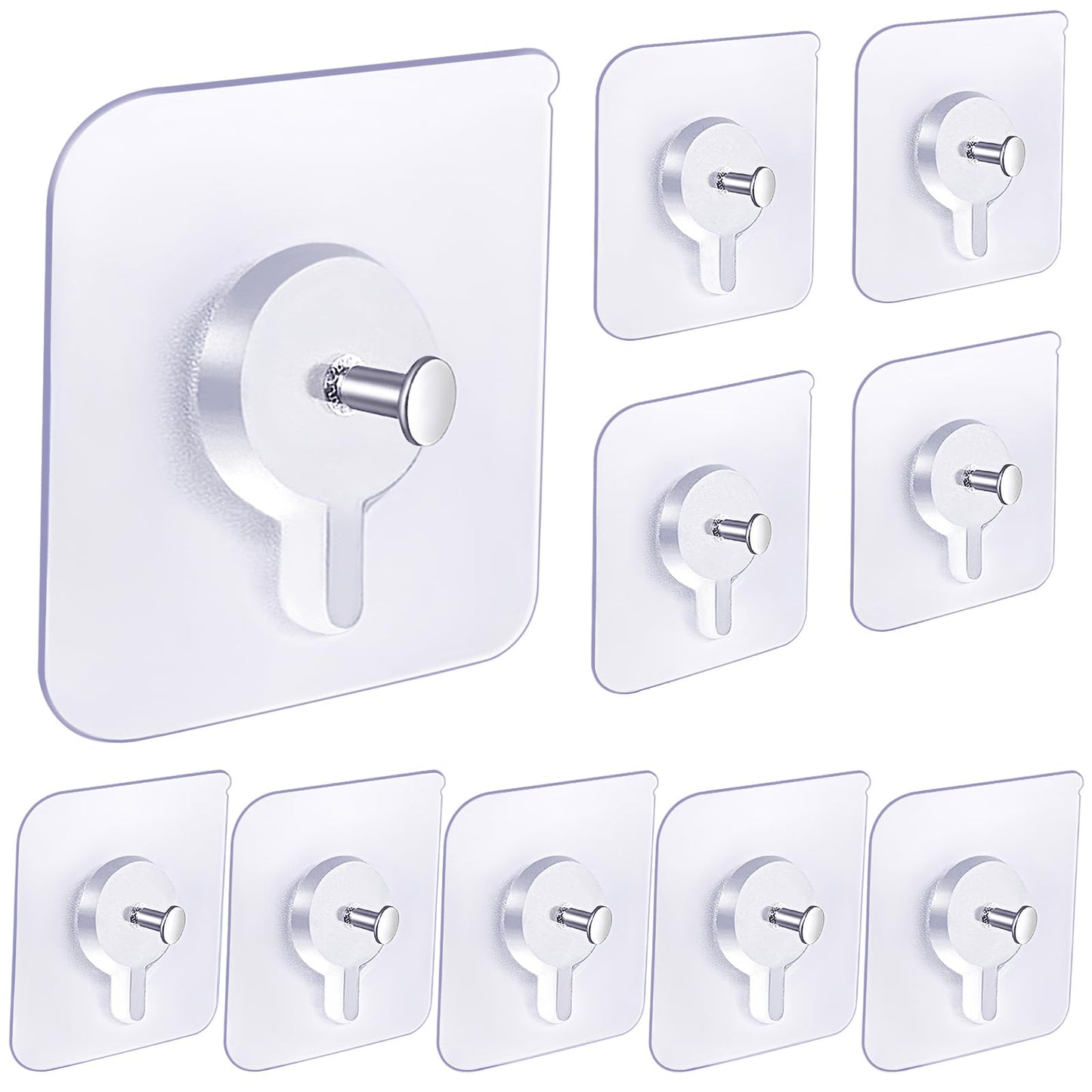 YOGEERNIC Adhesive Hooks for Wall(13lb Max), Wall Hangers Without Nails for Photos Frames, Utility Waterproof and Oil Resistant Hooks for Kitchen, Bathroom, Home and Office -10 Pack