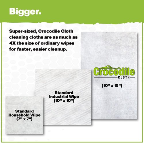 Crocodile Cloth Grill Wipes - Plant-Based, Aloe & Vitamin E Infused | 15" x 10" Large, Safe for Skin & Surfaces