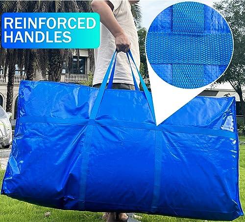 66 Gallon Extra Large Storage Bag 250L - Heavy Duty with Zipper, 1 Pack Blue (MKOKYD)