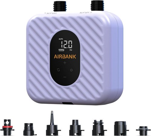 AIRBANK Electric Paddle Board Pump - Rechargeable 38.5Wh Battery, 20PSI, Lightweight Dual Stage Air Pump for Kayaks & Inflatable Boats