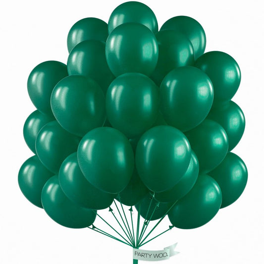 PartyWoo Dark Green Balloons 50 pcs 12 Inch Pearl Hunter Emerald Forest Green Balloons for Baby Shower Graduation Christmas Jungle Safari Birthday Party Decorations Green-Z01