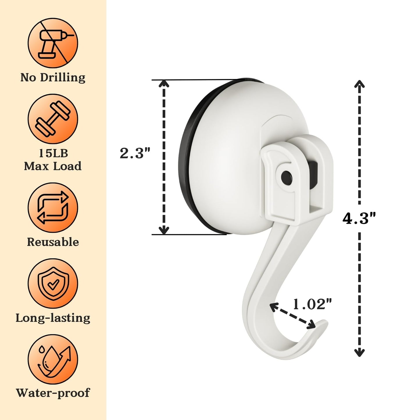 Ofiray-home Wreath Hangers, 2 Pack Heavy Duty Wreath Hangers for Front Doors/Windows/Over Door, No Drill & Reusable Suction Cup Hooks for Bedroom, RV, Bathroom and Home Storage Hooks(White)