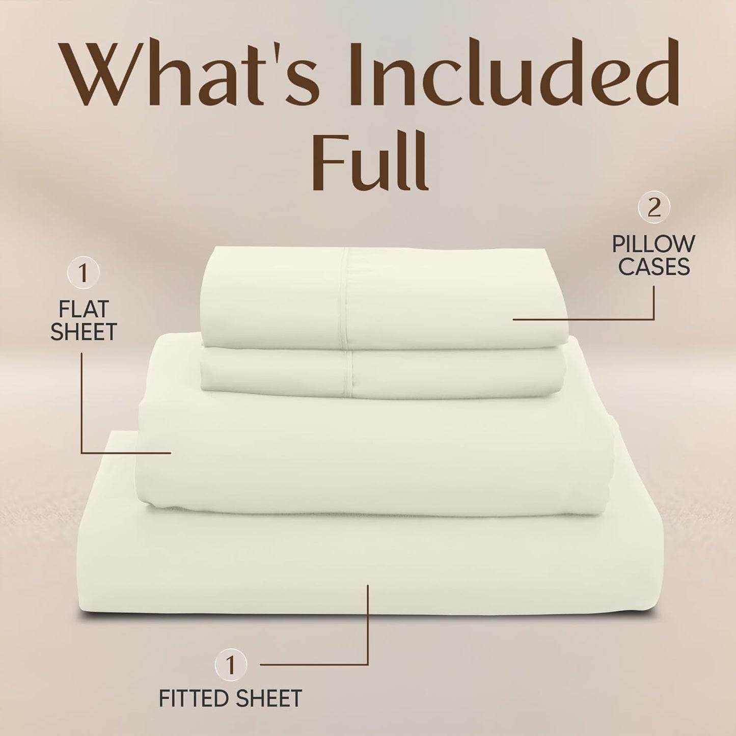 Utopia Bedding Full Size Sheet Set - Soft, Breathable Microfiber | 4-Piece Ivory Bed Sheets, Oeko-Tex Certified