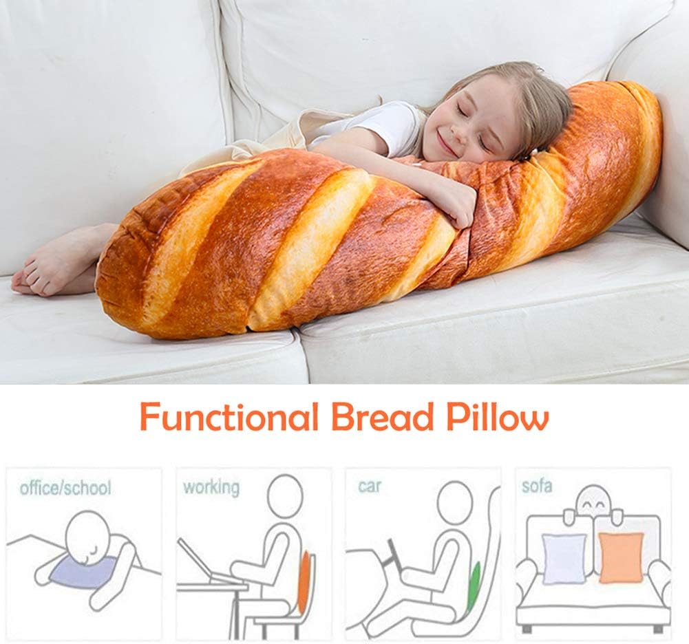 Wepop 40-Inch 3D Simulation Bread Shape Pillow - Soft Baguette Lumbar Back Cushion