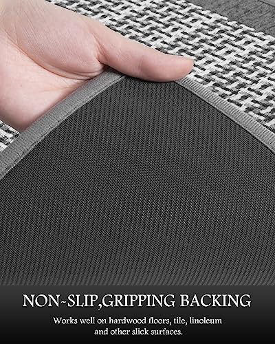 Grey Extra Large Kitchen Runner Rugs 2PCS - 2.5x6ft & 20x32 Inch Non-Slip Mats, Perfect for Kitchen & High Traffic Areas - Grey - 2 Piece