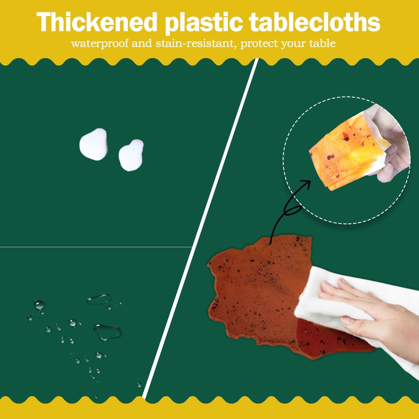 tujol Dark Green 6 Pack Plastic Table Cloth 54" x 108", Disposable Tablecloths Rectangle Table Cover, Plastic Tablecloths for Parties