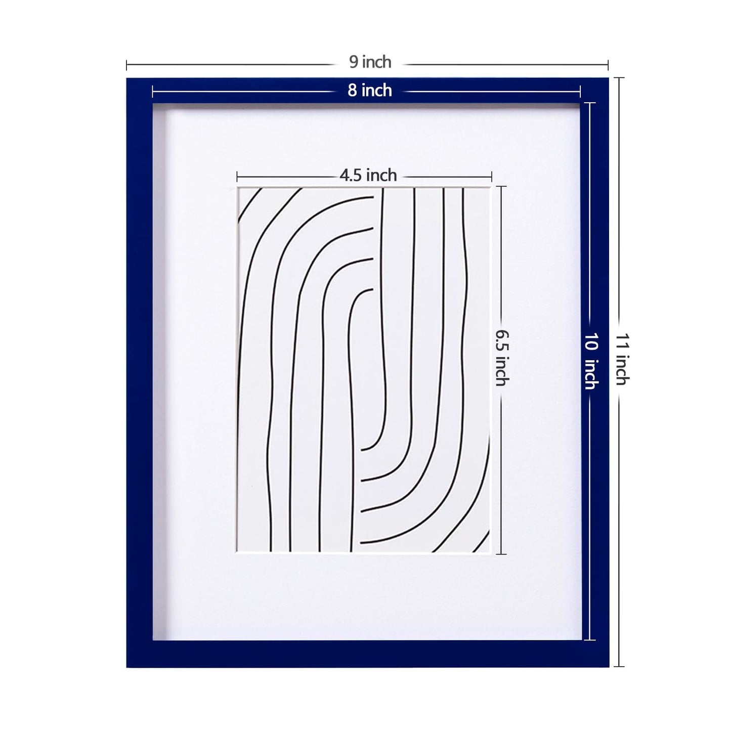 eletecpro 8x10 Picture Frame 4 Pack Made of Pine and Strong Glass, Display 4x6, 5x7 Photos with Mat, and 8x10 No Mat, High-end Modern Home Decor for Wall and Tabletop, Gallery Gift Set, Blue
