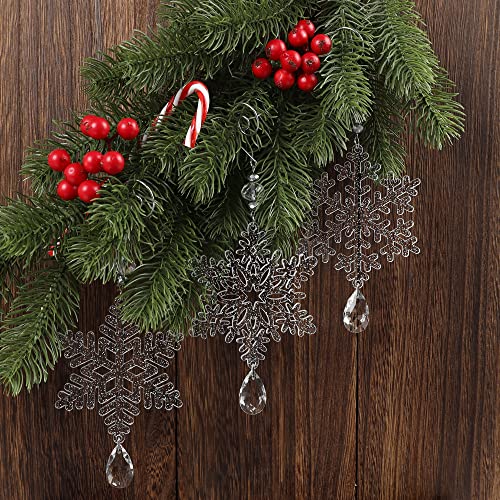 HUADODO 6 Pieces Clear Acrylic Snowflake Ornaments for Christmas Tree Decorations, 6 Inch Winter Holiday Decor