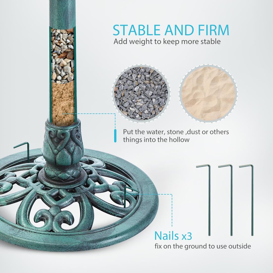 VIVOHOME Bird Bath - Weather-Resistant Outdoor Pedestal Design | 28-Inch Height, 20-Inch Bowl, Green
