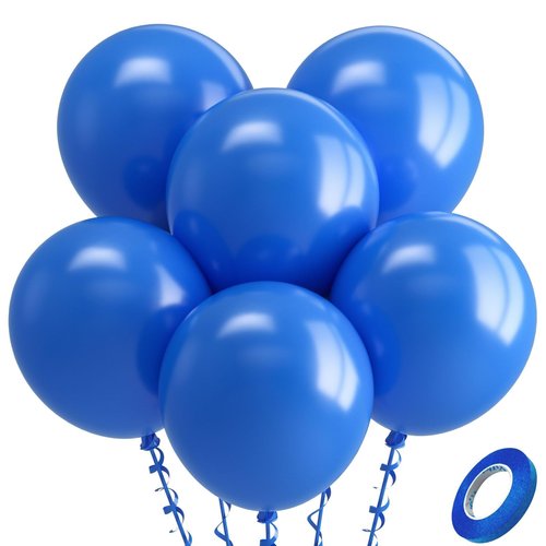 Bezente Royal Blue Latex Party Balloons - 30 Pack 18 inch Round Helium Matte Dark Blue Balloons for Graduation Men Birthday Gender Reveal Wedding Under The Sea Ocean Theme Boho Party Decorations