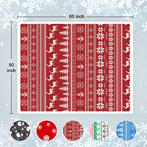 Touchat Red Sherpa Christmas Throw Blanket 50x60in Reindeer Fuzzy Cozy Decor