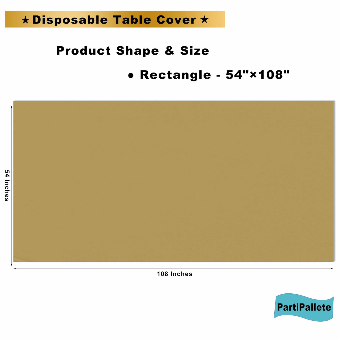 PartiPallete 3-Pack Premium Plastic Gold Tablecloth Disposable 54" x 108" Rectangle Table Cover Party PEVA Golden Table Cloths for Fall Parties Harvest Graduations Anniversary Thanksgivings Events