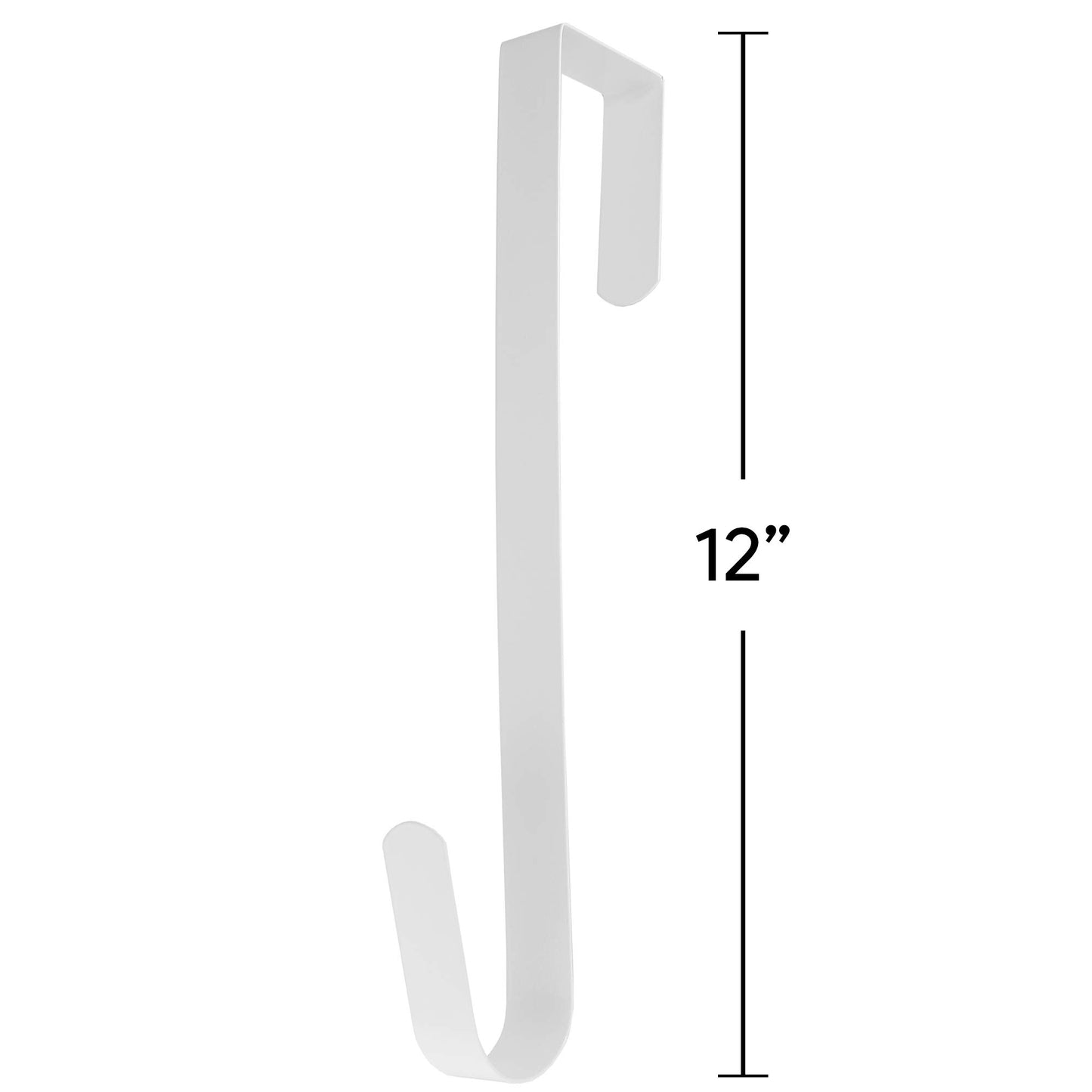 RN'D Over Door Wreath Hanger Hook - Thin Metal Overdoor Wreath Holder Seasonal Hanger Hooks for Front or Back Door (White, 12")