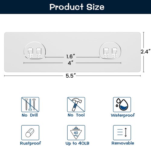 AKTECKE Shower Caddy Replacement Stickers - No-Drill Transparent Adhesive Strips | 4-Pack for Bathroom & Kitchen Storage